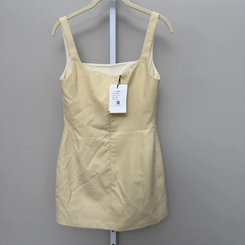 Milkwhite Mini Dress With Bows in Yellow size medium new with tags - Picture 6 of 8